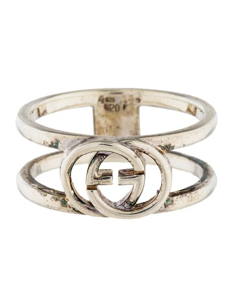 gucci cigar band silver rings|gucci interlocking ring silver.